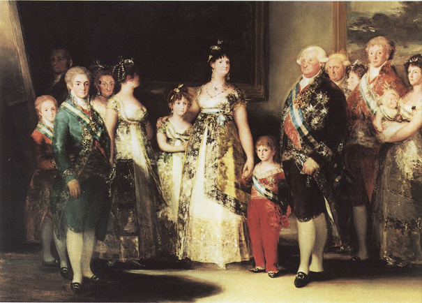 Charles IV d'Espagne et Marie Louise de Bourbon-Parme - par Goya - la reine dominatrice est représentée au centre du tableau pour signifier sa domination sur son mari - musée du Prado Madrid